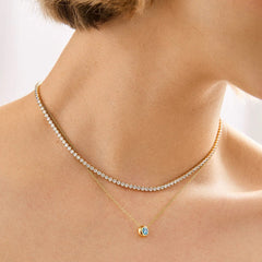 18K Gold Birthstone Pendant Necklace - Rose