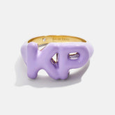 Block Enamel Custom Initial Ring - Purple
