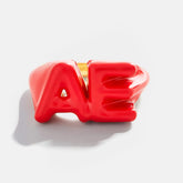 Block Enamel Custom Initial Ring - Red