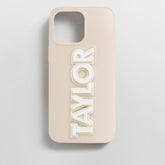 Block Font Custom iPhone Case - Beige/White
