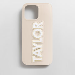 Block Font Custom iPhone Case - Beige/White