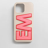 Block Font Custom iPhone Case - Beige/Pink