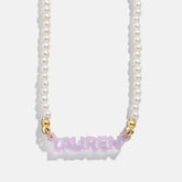 Beaded Kids' Custom Nameplate Necklace - Pearl