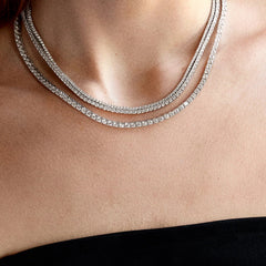 Billie Silver Tennis Necklace - Rhodium Plated Silver