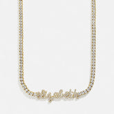 Billie 14K Gold Tennis Custom Nameplate Necklace - Mini Script