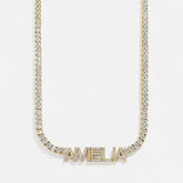 Billie 14K Gold Tennis Custom Nameplate Necklace - Block