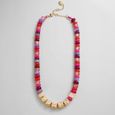 Block Letter Beaded Custom Necklace - Pink Multi