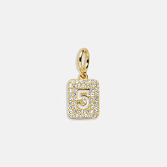 Block Pavé Number Cluster Charm - 5