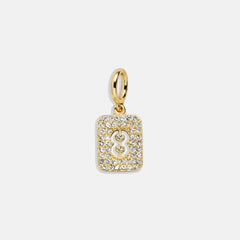 Block Pavé Number Cluster Charm - 8
