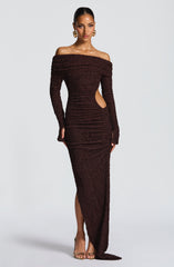 Adelphia Midi Dress - Plum Brown