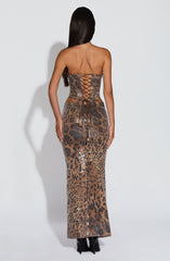 Leola Maxi Skirt - Sequin Leopard Print