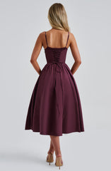 Mariella Midi Dress - Cherry Lacquer