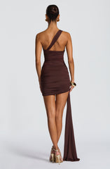 Shazia Mini Dress - Plum Brown