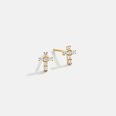 Christina 14K Gold Earrings - Pavé Cross