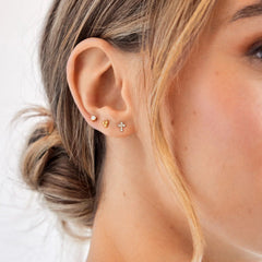 Christina 14K Gold Earrings - Pavé Cross