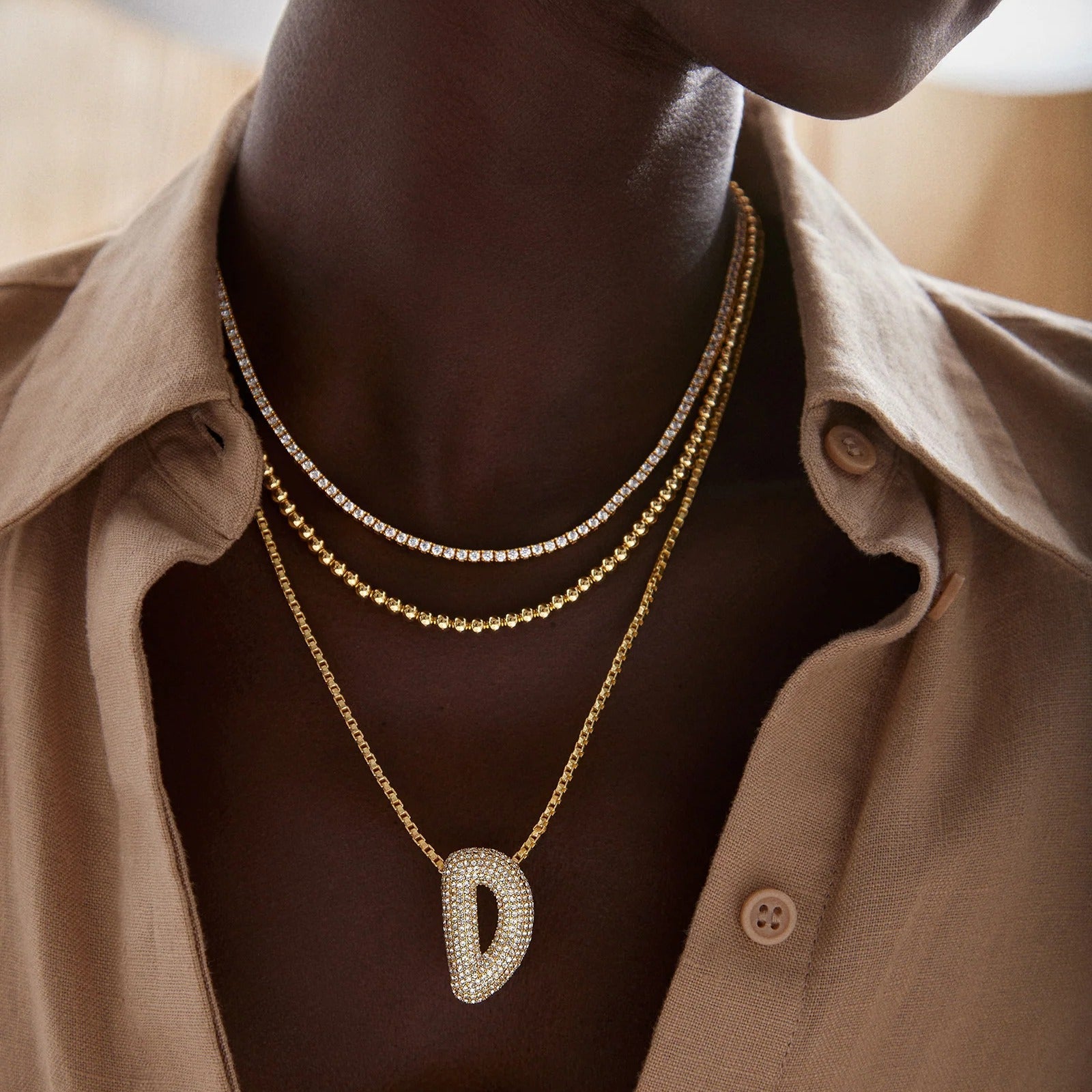 Bubble Initial Necklace
