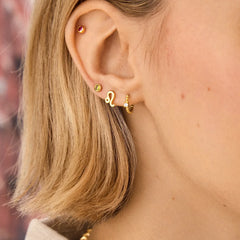 18K Gold Birthstone Stud Earrings - Rose