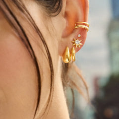 18K Gold Celestial Delicate Stud - Sun