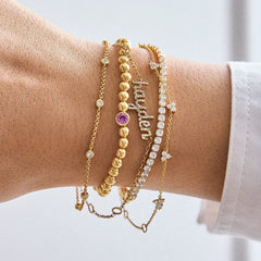 18K Gold Birthstone Pisa Bracelet - Aquamarine