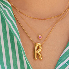 18K Gold Birthstone Pendant Necklace - Light Amethyst