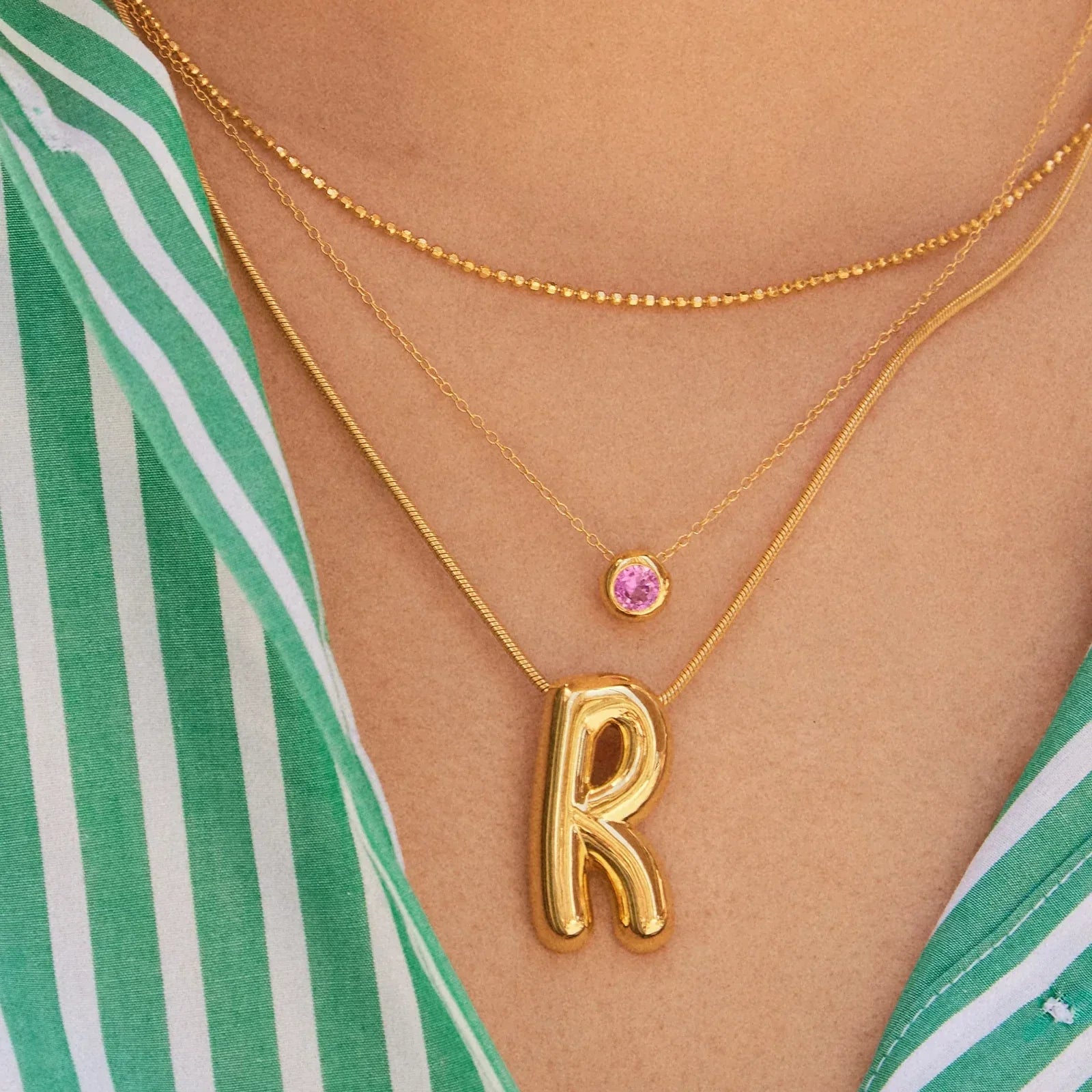 18K Gold Birthstone Pendant Necklace - Sapphire