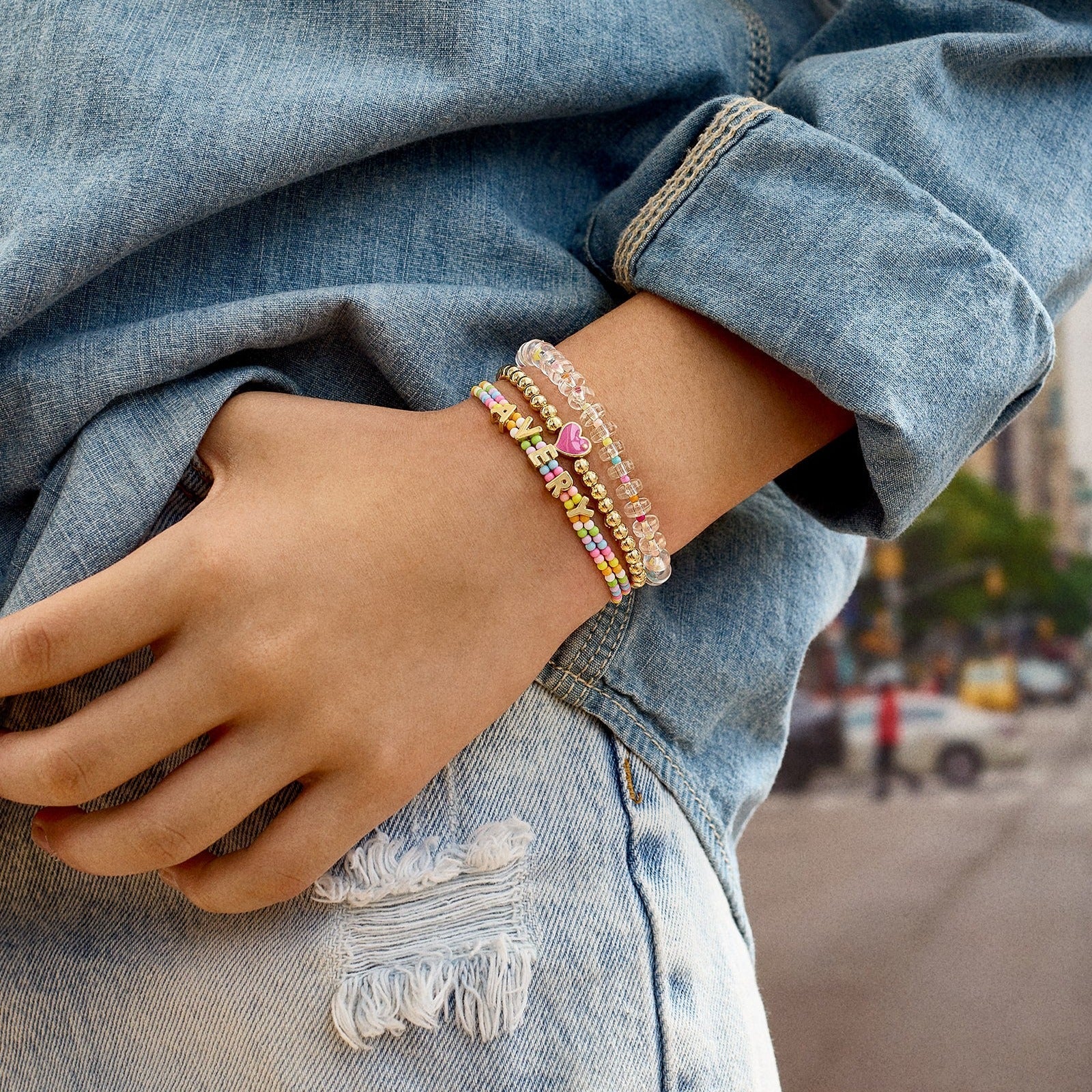 Bead Mine Kids' Custom Name Bracelet - Light Multi