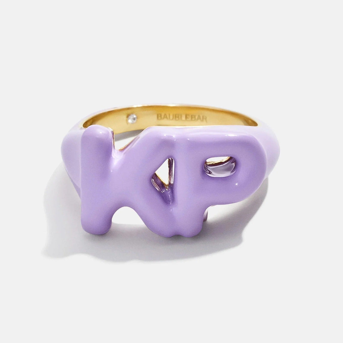 Block Enamel Custom Initial Ring - Purple