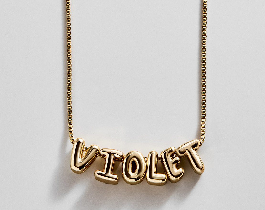 Bubble Letter Custom Necklace - Small Bubble Letter