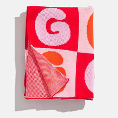 Bubble On Repeat Custom Blanket - Bright Orange/Light Pink