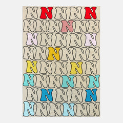 Bubble Initial Standout Custom Blanket - Beige/Multi