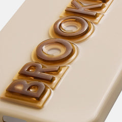 Block Font Custom iPhone Case - Beige/Brown