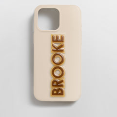 Block Font Custom iPhone Case - Beige/Brown