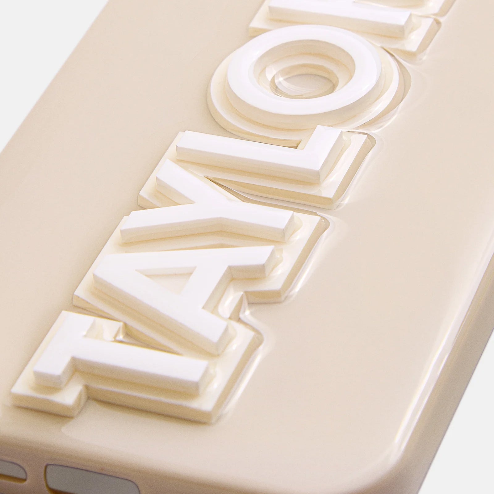 Block Font Custom iPhone Case - Beige/White