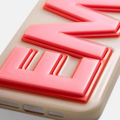 Block Font Custom iPhone Case - Beige/Pink