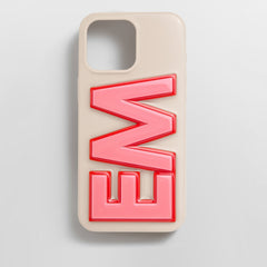 Block Font Custom iPhone Case - Beige/Pink
