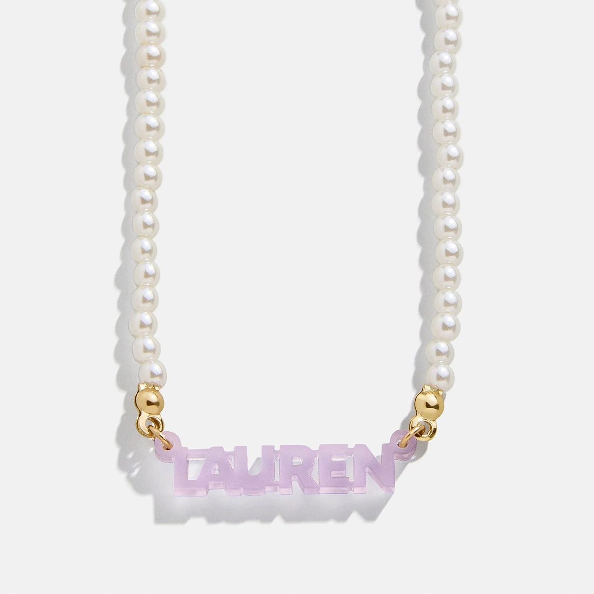 Beaded Kids' Custom Nameplate Necklace - Pearl