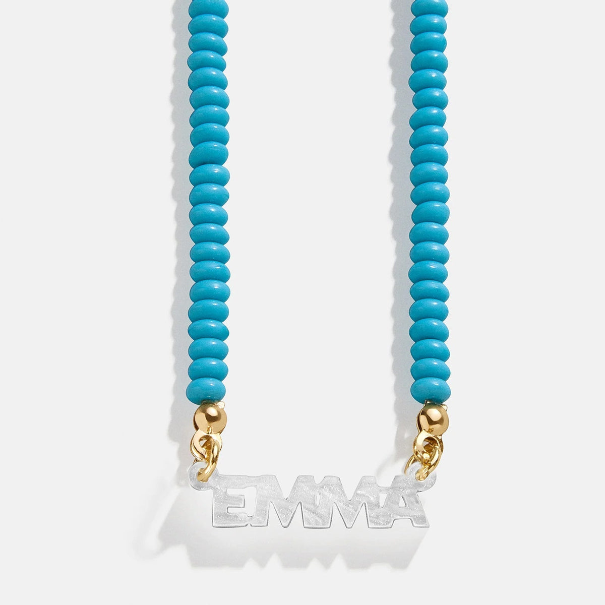 Beaded Kids' Custom Nameplate Necklace - Turquoise