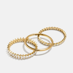 18K Gold Willow Ring Set - Gold/Pavé