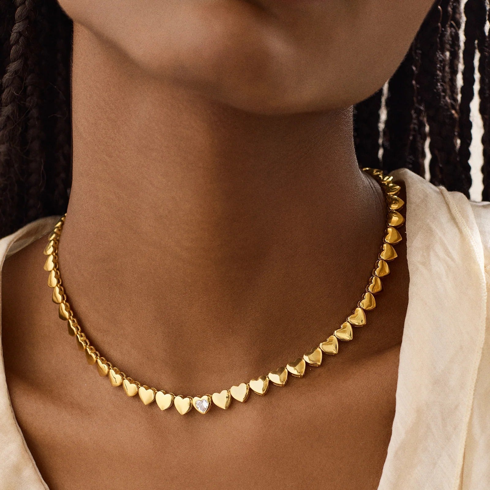 18K Gold Daphne Tennis Necklace - Gold/Pavé