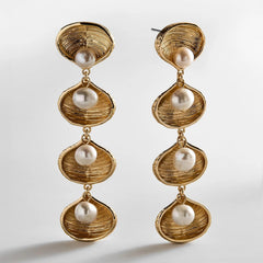 Calypso Seashell Earrings - Gold/Pearl