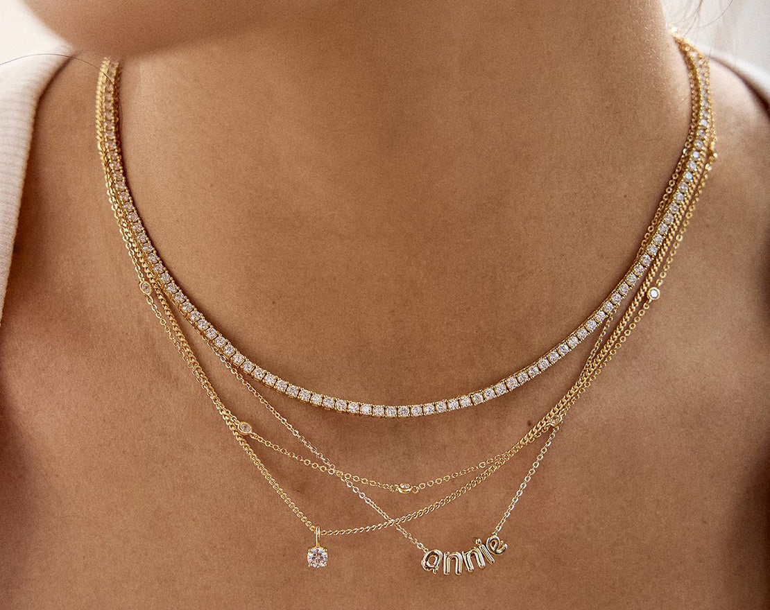 Bubble Letter Custom Necklace - Extra Small Bubble Letter