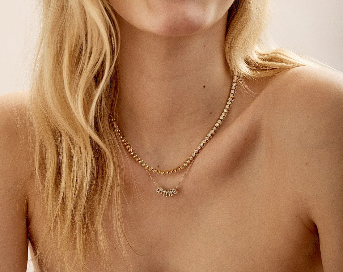 Bubble Letter Custom Necklace - Extra Small Bubble Letter