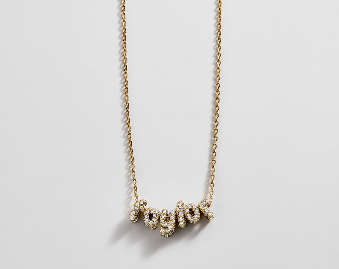 Bubble Letter Custom Necklace - Extra Small Bubble Letter