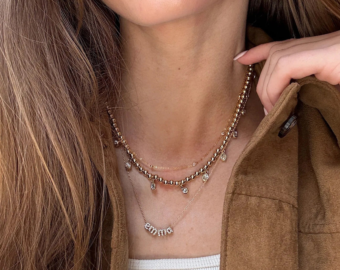 Bubble Letter Custom Necklace - Extra Small Bubble Letter
