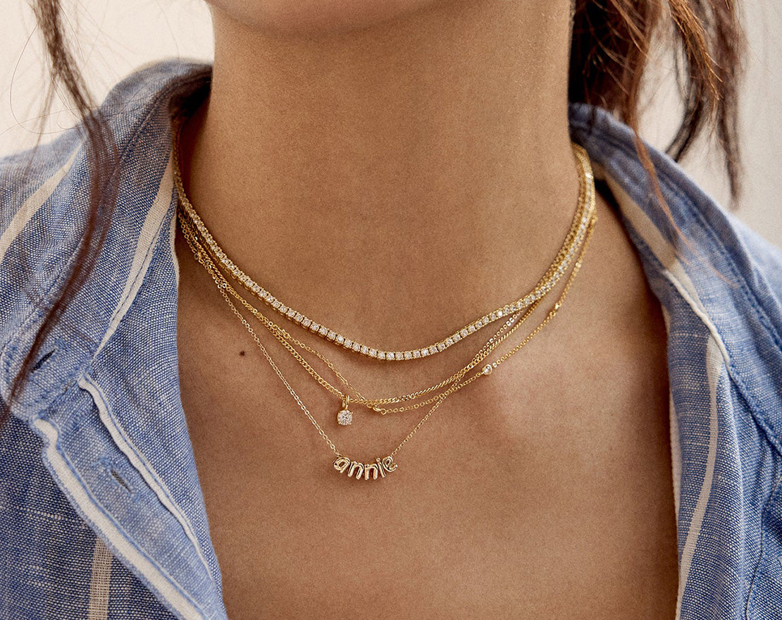 Bubble Letter Custom Necklace - Extra Small Bubble Letter