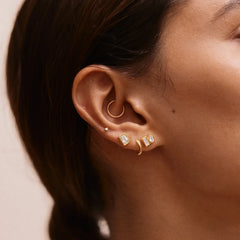 Bianca 14K Gold Earrings - Emerald Bezel Set Earrings