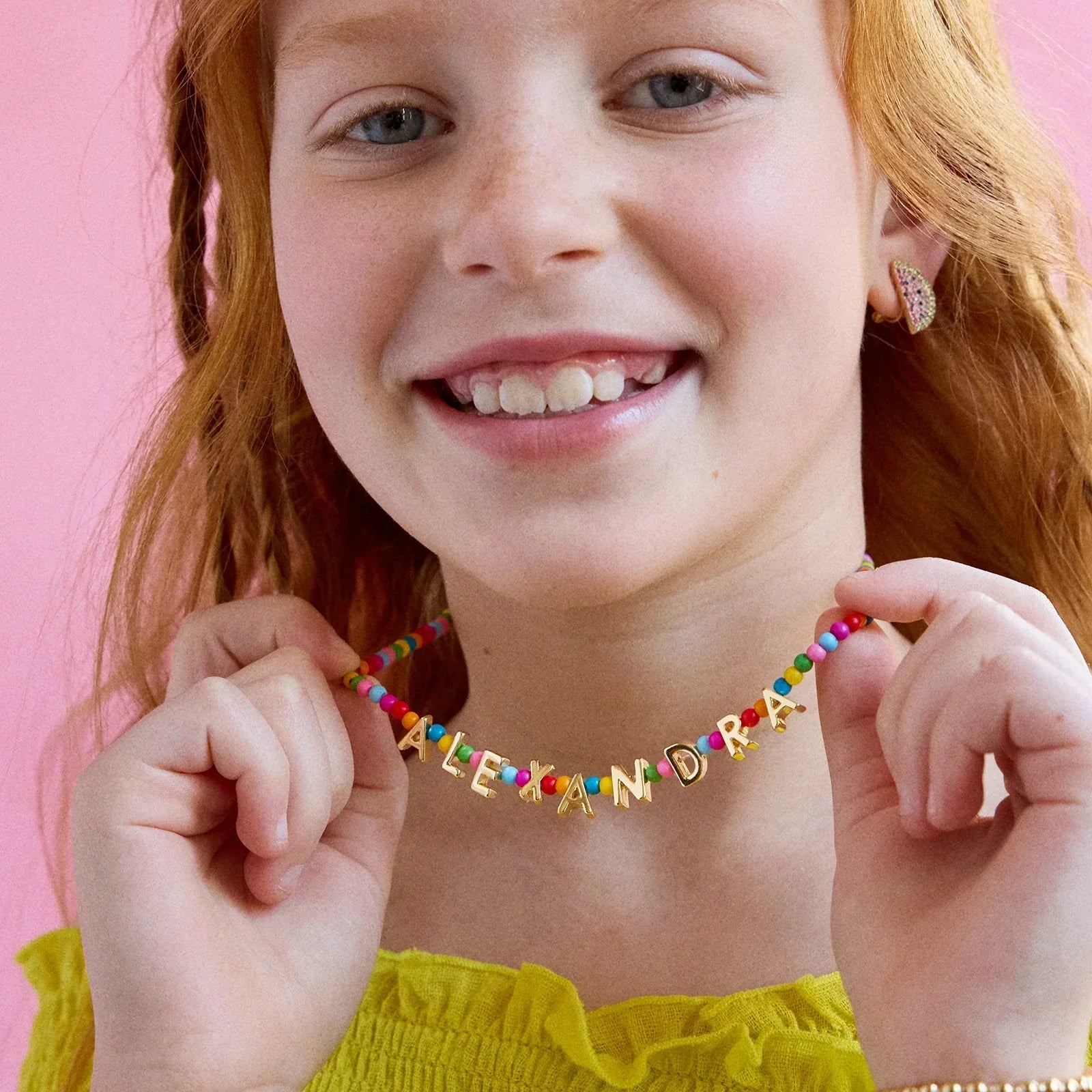 Bead Mine Kids' Custom Name Necklace - Dark Multi