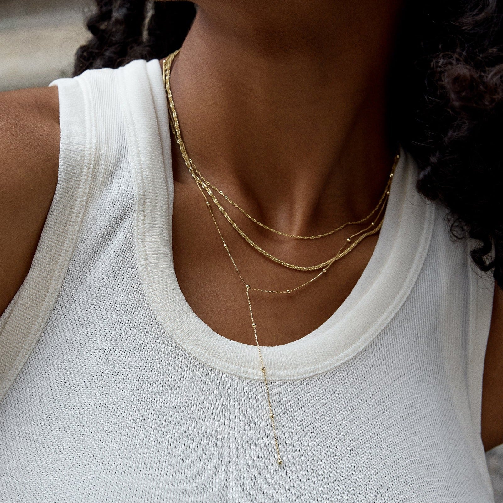 Carina Lariat Layered Necklace - Gold
