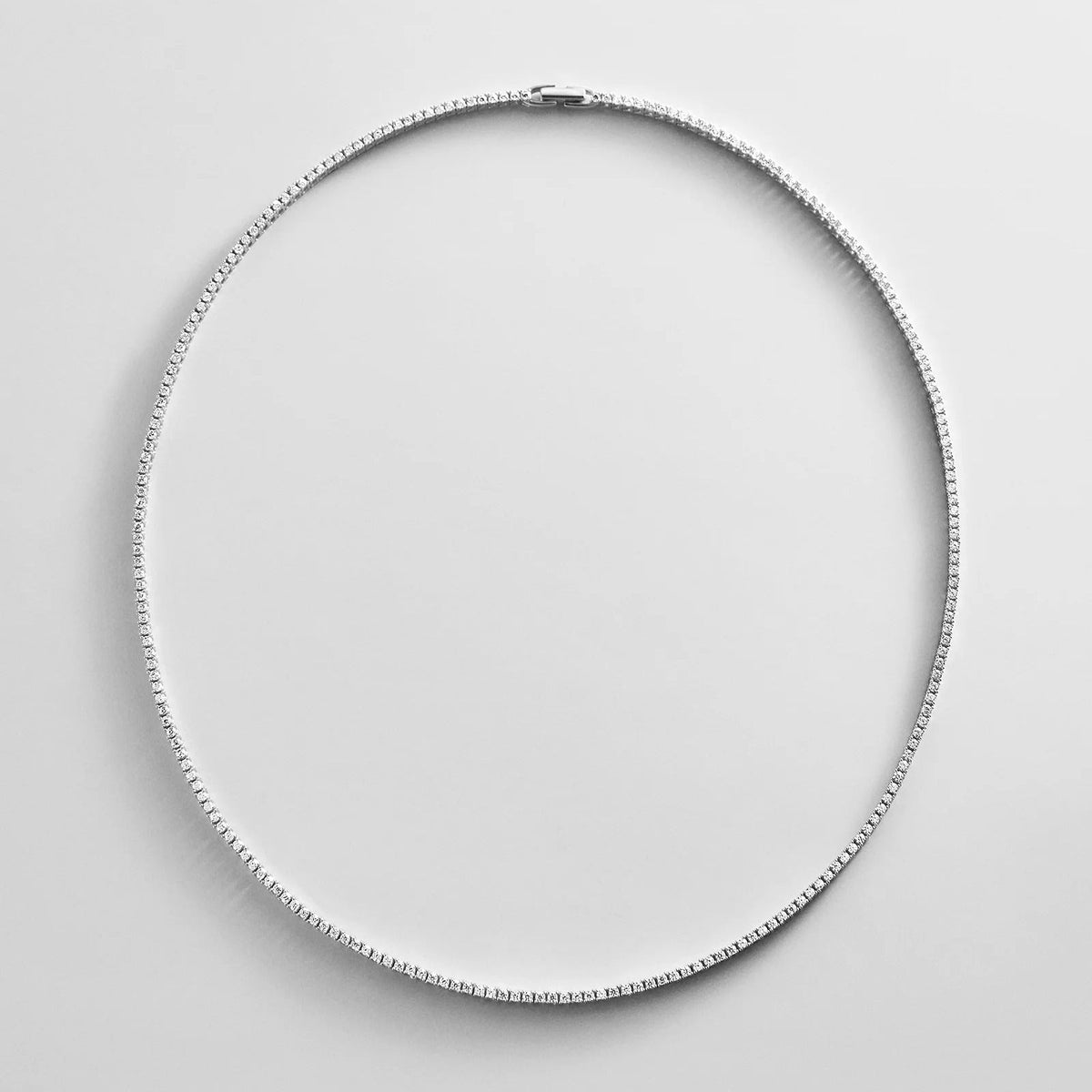 Billie Silver Tennis Necklace - Rhodium Plated Silver