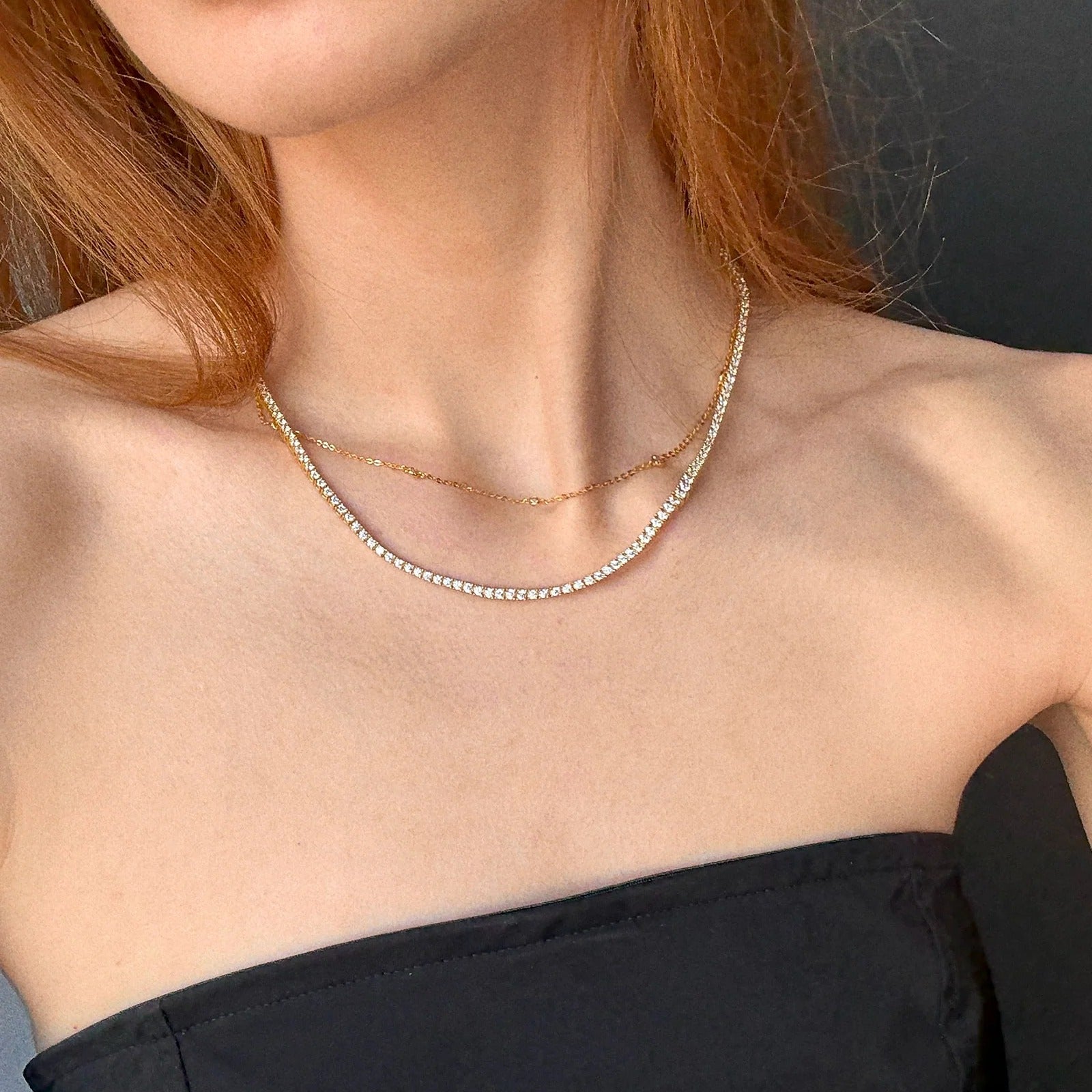 Billie 18K Gold Tennis Necklace - 18K Gold Plated Sterling Silver